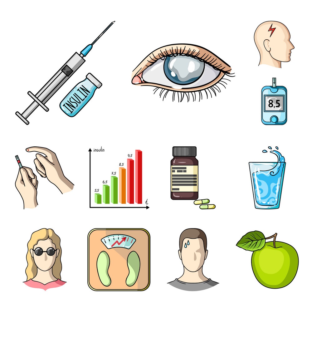 diabetes-cartoon-icons-in-set-collection-for-vector-20990488